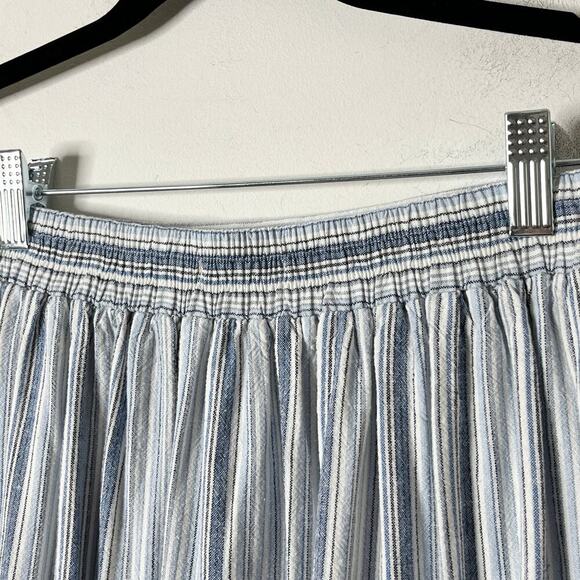 Aeropostale Women's Striped Button-Front Midi Skirt XS Blue & White Linen Blend - Picture 5 of 8
